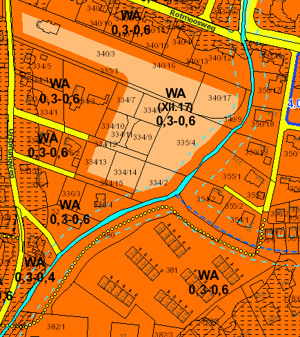 Im Flächenwidmungsplan vorgesehene Durchwegungen (gelbe Punkte) werden bei Bauverfahren häufig ignoriert 